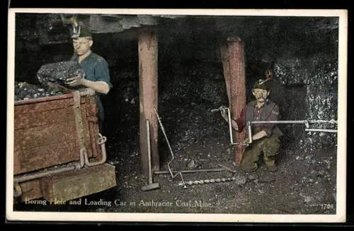 AK Boring Hole and Loading Car in Anthracite Coal Mine