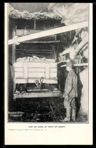 AK Car on Cage at Foot of Shaft, Bergbau
