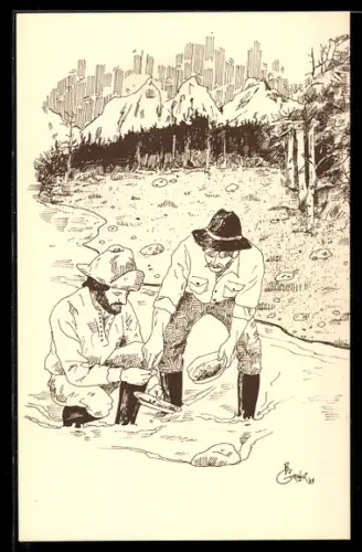AK Panning for Gold, Arbeiter im Bergbau
