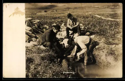 AK Panning, Arbeiter suchen Gold, Bergbau