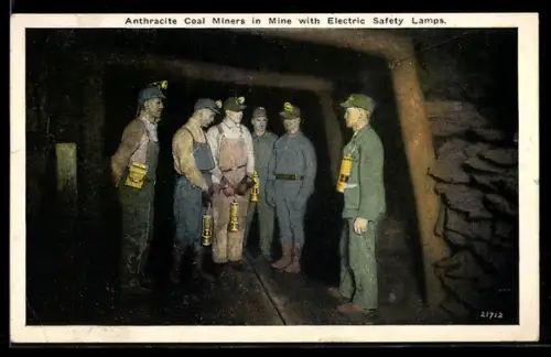 AK Anthracite Coal Miners in Mine with Electric Safety Lamps, Bergbau