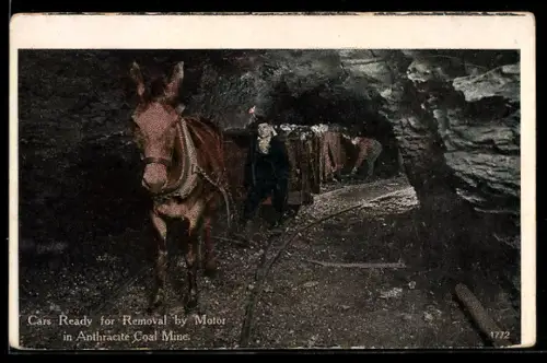 AK Cars Ready for Removal by Motor in Anthracite Coal Mine, Bergbau