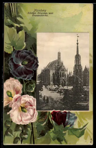 AK Nürnberg, Schöner Brunnen und Frauenkirche