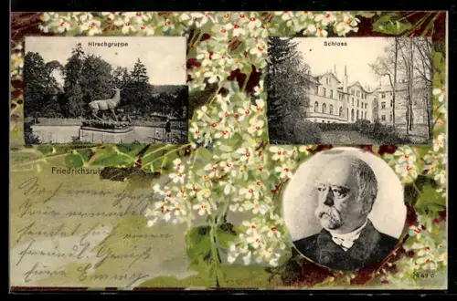 AK Friedrichsruh, Schloss Friedrichsruh Sterbehaus des Früsten Otto von Bismarck, Hirschgruppe