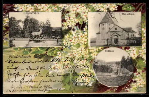 AK Friedrichsruh, Hirschgruppe, Mausoleum, Schloss