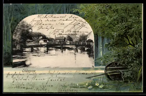 AK Oldesloe, Ortsansicht mit Brücke