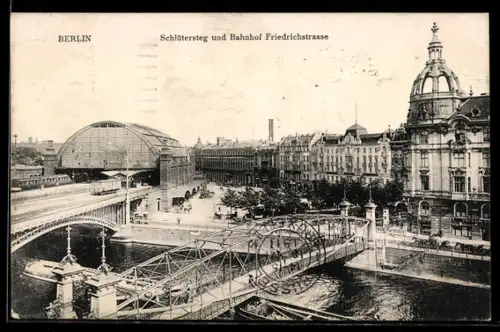 AK Berlin, Schlütersteg, Bahnhof Friedrichstrasse