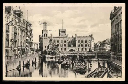 AK Berlin, Sparkasse am Mühlendamm, Kanalansicht