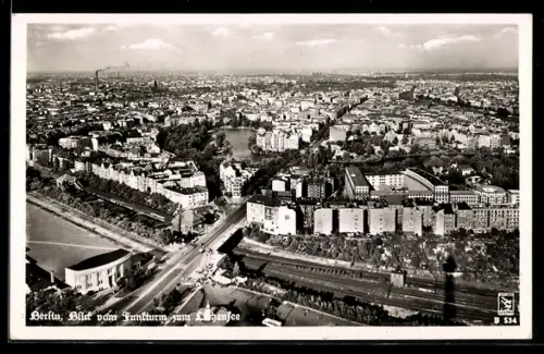 AK Berlin-Charlottenburg, Blick vom Funkturm zum Lietzensee