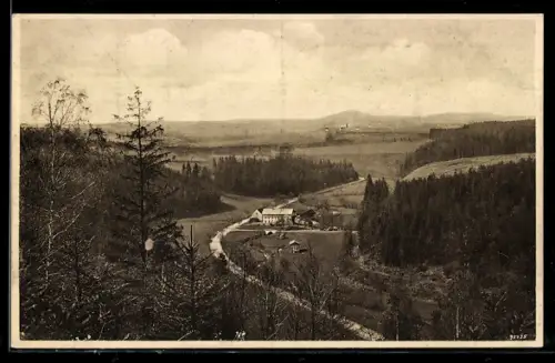 AK Kreischa, Teufelsmühle, Blick zur Lugberg und Reinhardtsgrimma