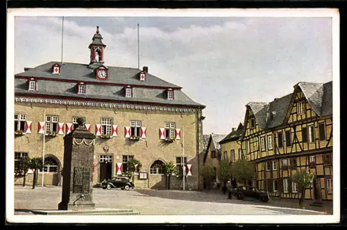AK Linz /Rhein, Marktplatz mit Rathaus aus dem Mittelalter