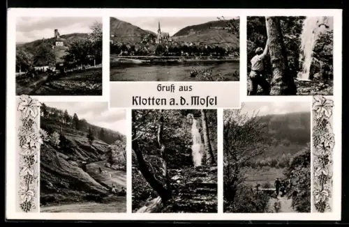 AK Klotten a. d. Mosel, Dortebachtal, Wasserfall, Moselansichten