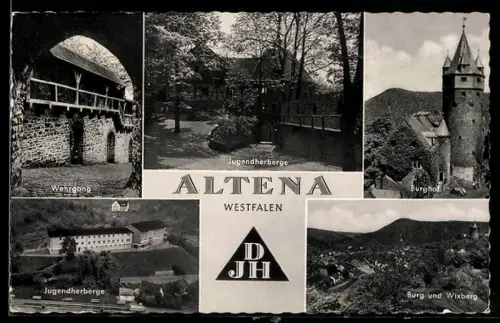AK Altena /Westfalen, Wehrgang, Jugendherberge, Burghof