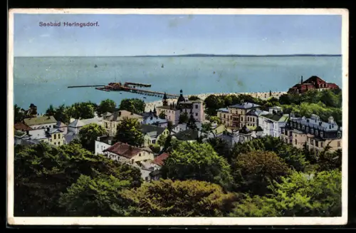 AK Heringsdorf, Seebrücke und Ortsansicht