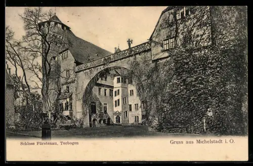 AK Michelstadt i. O., Schloss Fürstenau, Torbogen