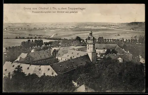 AK Ohrdruf i. Th., Truppenlager, Ortsansicht