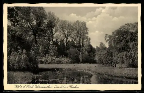 AK Hof a. d. Saale, Theresienhain, im botan. Garten