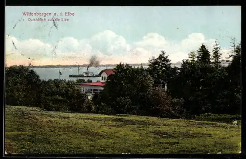 AK Hamburg-Wittenbergen, Durchblick auf die Elbe