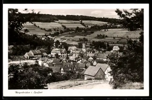 AK Heigenbrücken i. Spessart, Dorfansicht mit Kirche