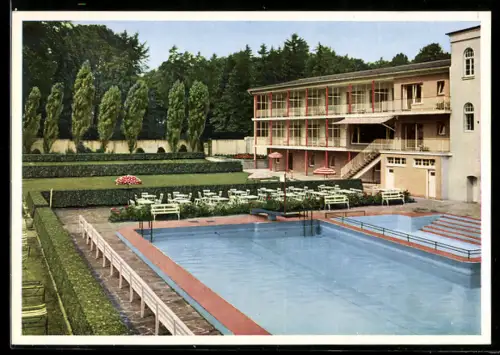 AK Ratingen, Hotel Krummenweg, Inh. J. Doerenkamp und Söhne, Schwimmbad, Liegewiesen