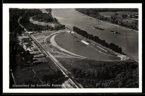 AK Karlsruhe, Rheinstrand Rappenwörth, Flusslandschaft
