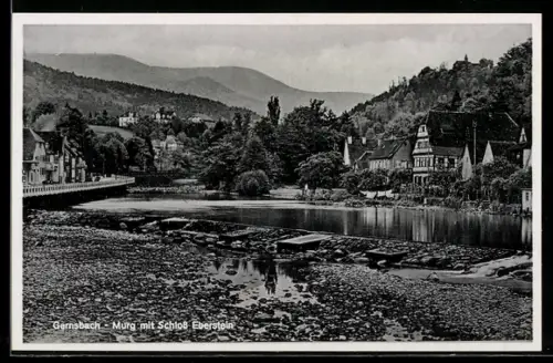 AK Gernsbach, Murg mit Schloss Eberstein