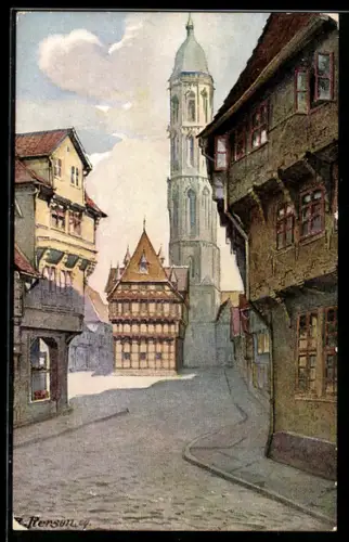 AK Braunschweig, Blick auf Alte Wage und Andreaskirche