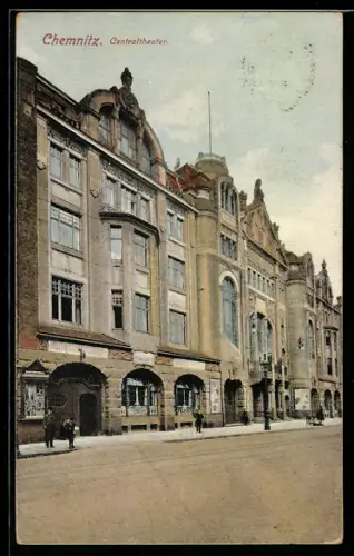 AK Chemnitz, Centraltheater mit Strassenpartie