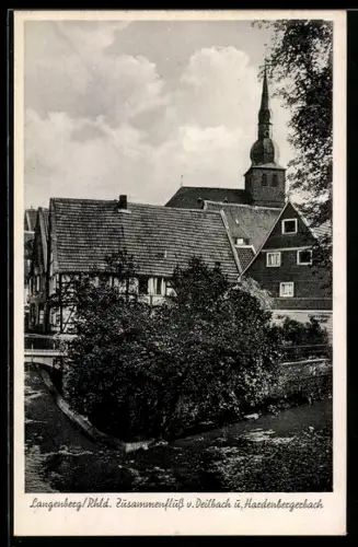 AK Langenberg / Rhld., Zusammenfluss v. Deilbach und Hardenbergerbach