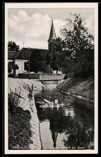 AK Niederbühl, malerischer Winkel am Bach
