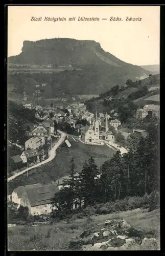 AK Königstein /Sächs. Schweiz, Teilansicht mit Lilienstein