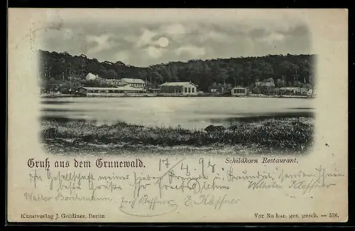 Mondschein-AK Grunewald, Schildhorn Restaurant