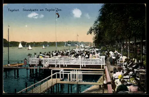 AK Berlin-Tegelort, Strandpartie am Tegeler See