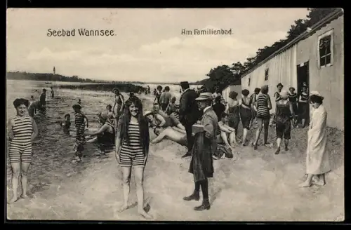 AK Berlin-Wannsee, Seebad, Am Familienbad, Badegäste