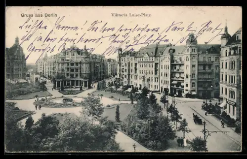 AK Berlin-Schöneberg, Viktoria Luise-Platz, Platzansicht mit umliegenden Gebäuden aus der Vogelschau