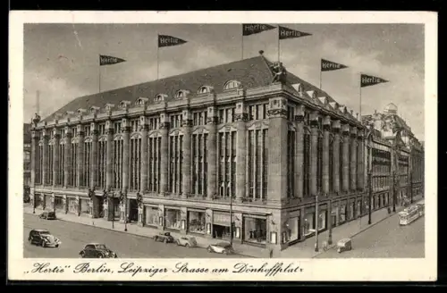 AK Berlin, Hertie Warenhaus Leipziger Strasse am Dönhoffplatz