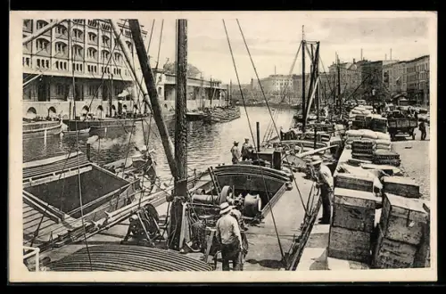 AK Berlin-Tiergarten, Hafenleben am Lehrter Bahnhof, Panorama