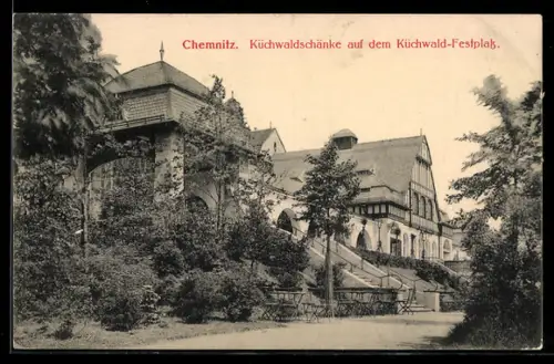 AK Chemnitz, Gasthaus Küchwaldschänke auf dem Küchwald-Festplatz