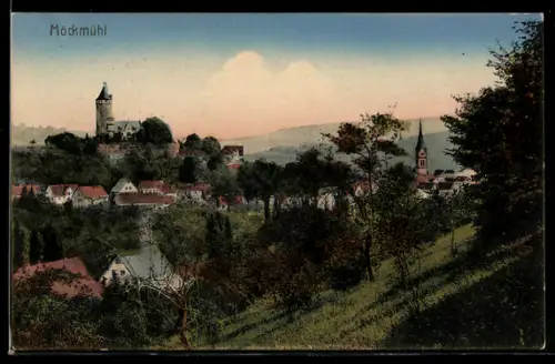 AK Möckmühl, Burg u. Ortsansicht mit Umgebung