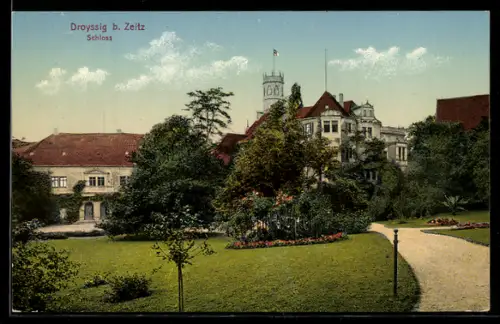 AK Droyssig b. Zeitz, Schloss mit Parkanlage