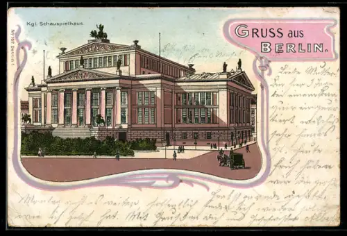 Lithographie Berlin, Kgl. Schauspielhaus, Gendarmenmarkt