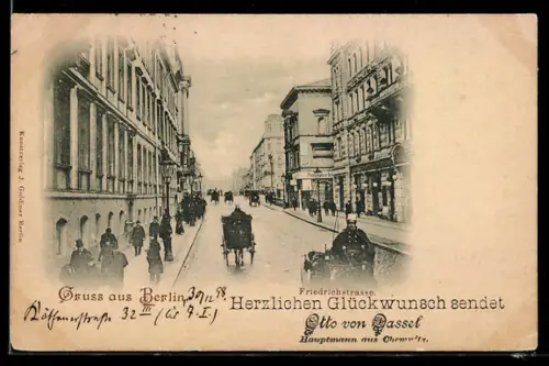 AK Berlin, Friedrichstrasse, Glückwunsch