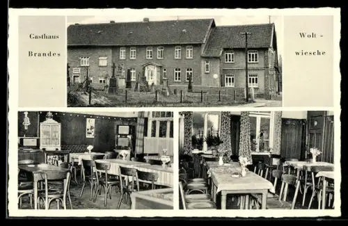 AK Woltwiesche, Gasthaus Brandes mit Innenansichten