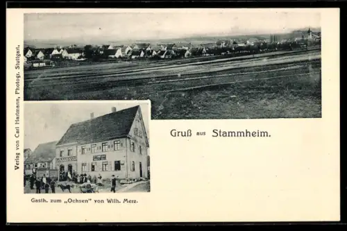 AK Stammheim / Stuttgart, Gasthaus zum Ochsen, Teilansicht