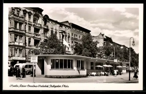 AK Berlin-Charlottenburg, Hotel Stadt Königsberg mit Reise-Omnibus-Bahnhof am Stuttgarter Platz