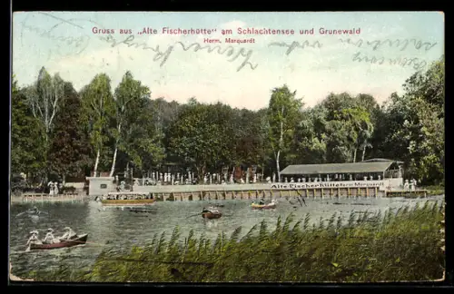 AK Berlin, Gasthaus Alte Fischerhütte am Schlachtensee