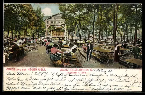 AK Berlin-Neukölln, Gasthaus Neue Welt, Gartenansicht