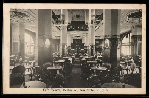 AK Berlin-Schöneberg, Cafe Woerz, Am Nollendorfplatz, Innenansicht