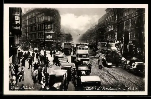 AK Berlin, Blick in die Potsdamer Strasse und Linkstrasse, Berliner Verkehr