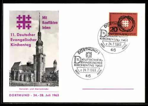 AK Dortmund, 11. Deutscher Evangelischer Kirchentag 1963, Reinaldi- und Marienkirche